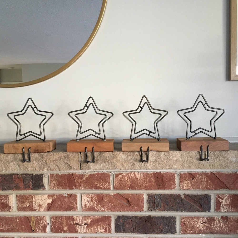 SOLD-Crate & Barrel rustic star stocking holders